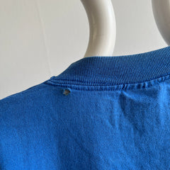 1980s Medium Weight Single Stitch Blank Blue Pocket T-Shirt