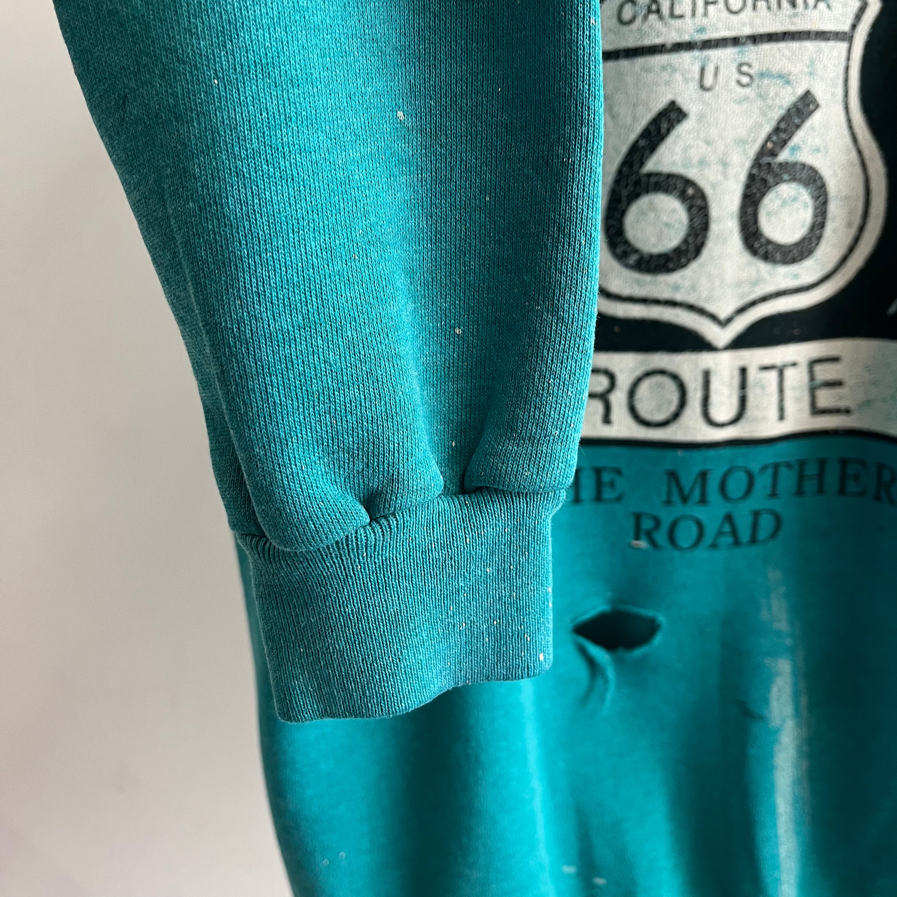 1980s Route 66 - The Mother Road - Totally Beat Up Front and Back Sweatshirt