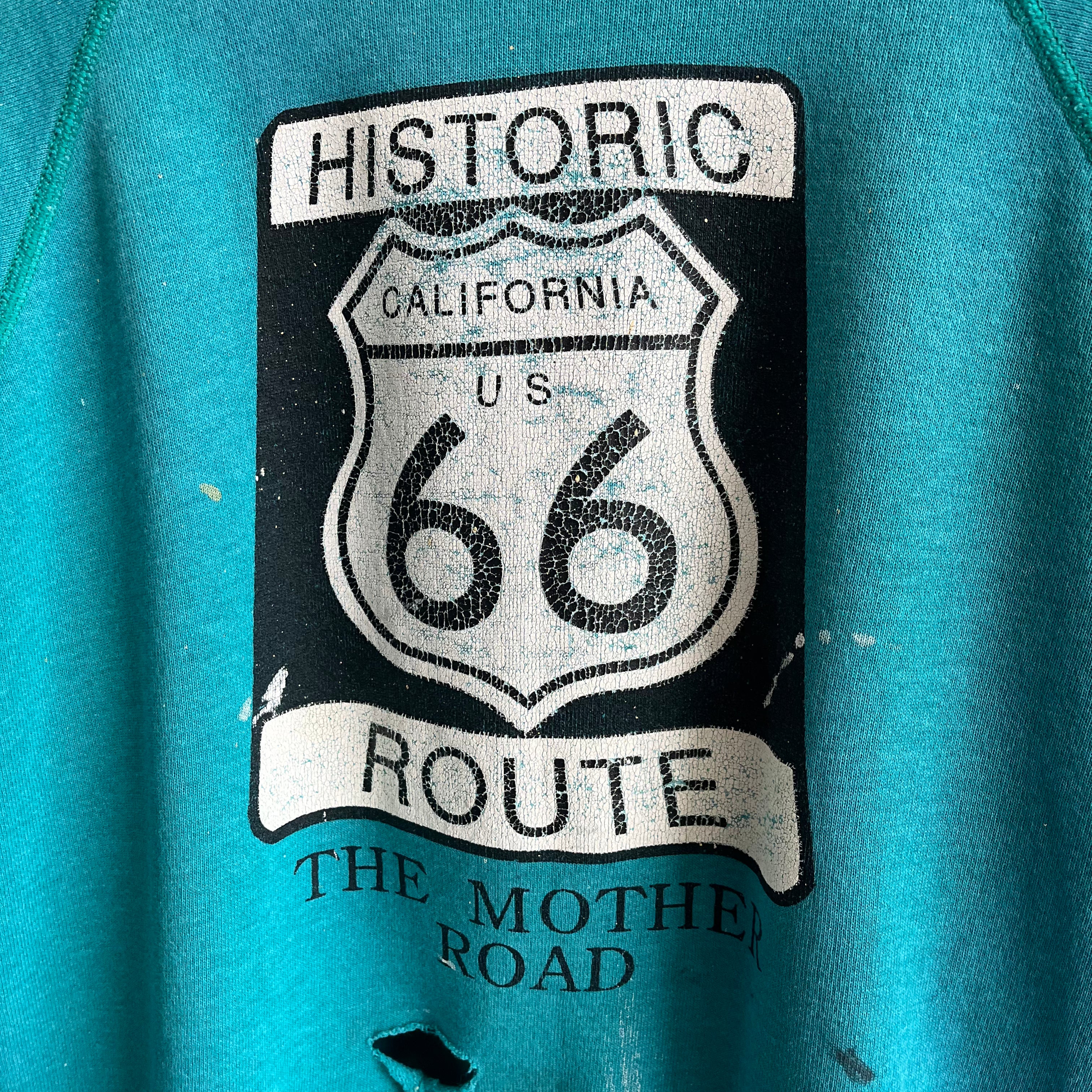 1980s Route 66 - The Mother Road - Sweat-shirt totalement battu à l'avant et à l'arrière