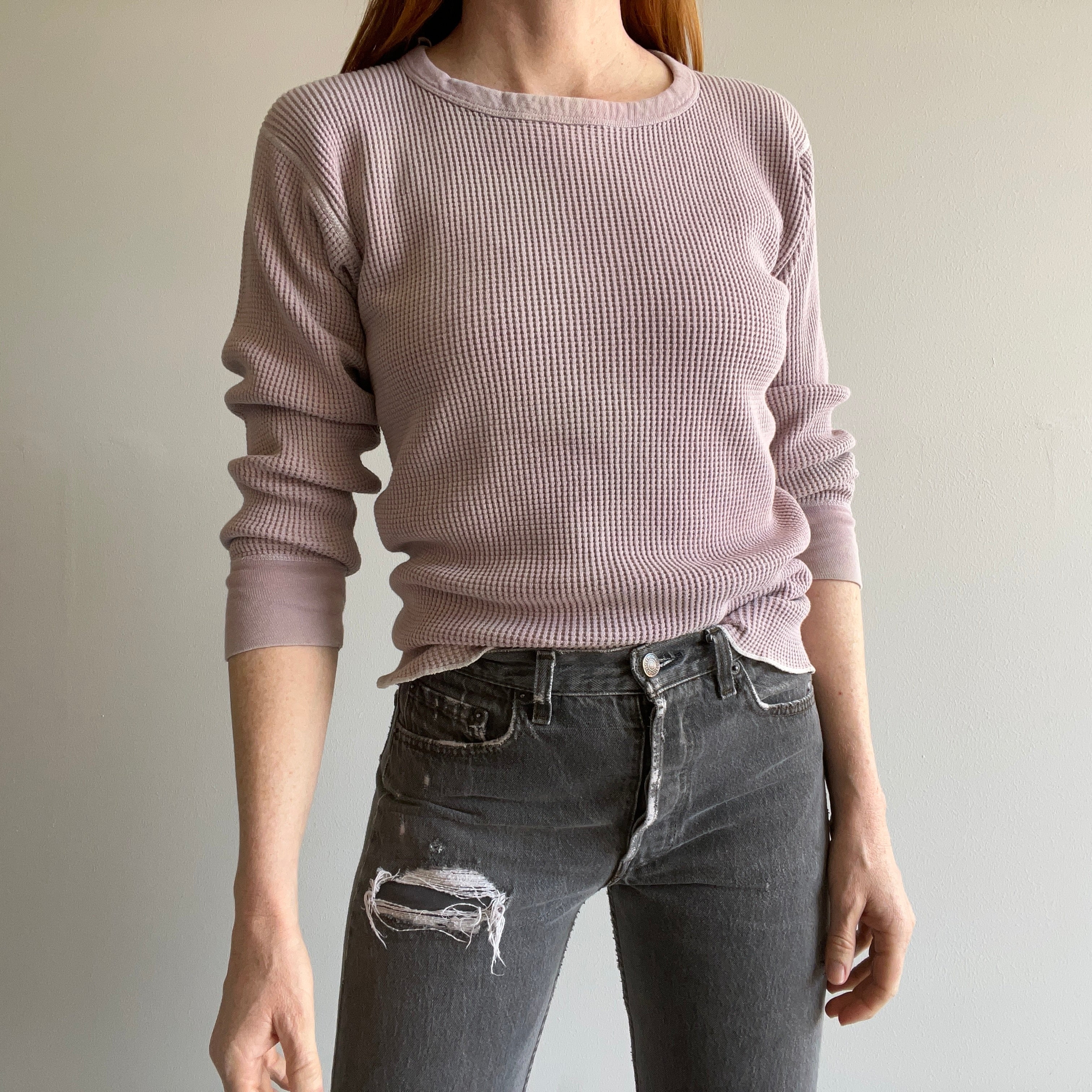 1970s Faded Mauve/Gray 100% Cotton 