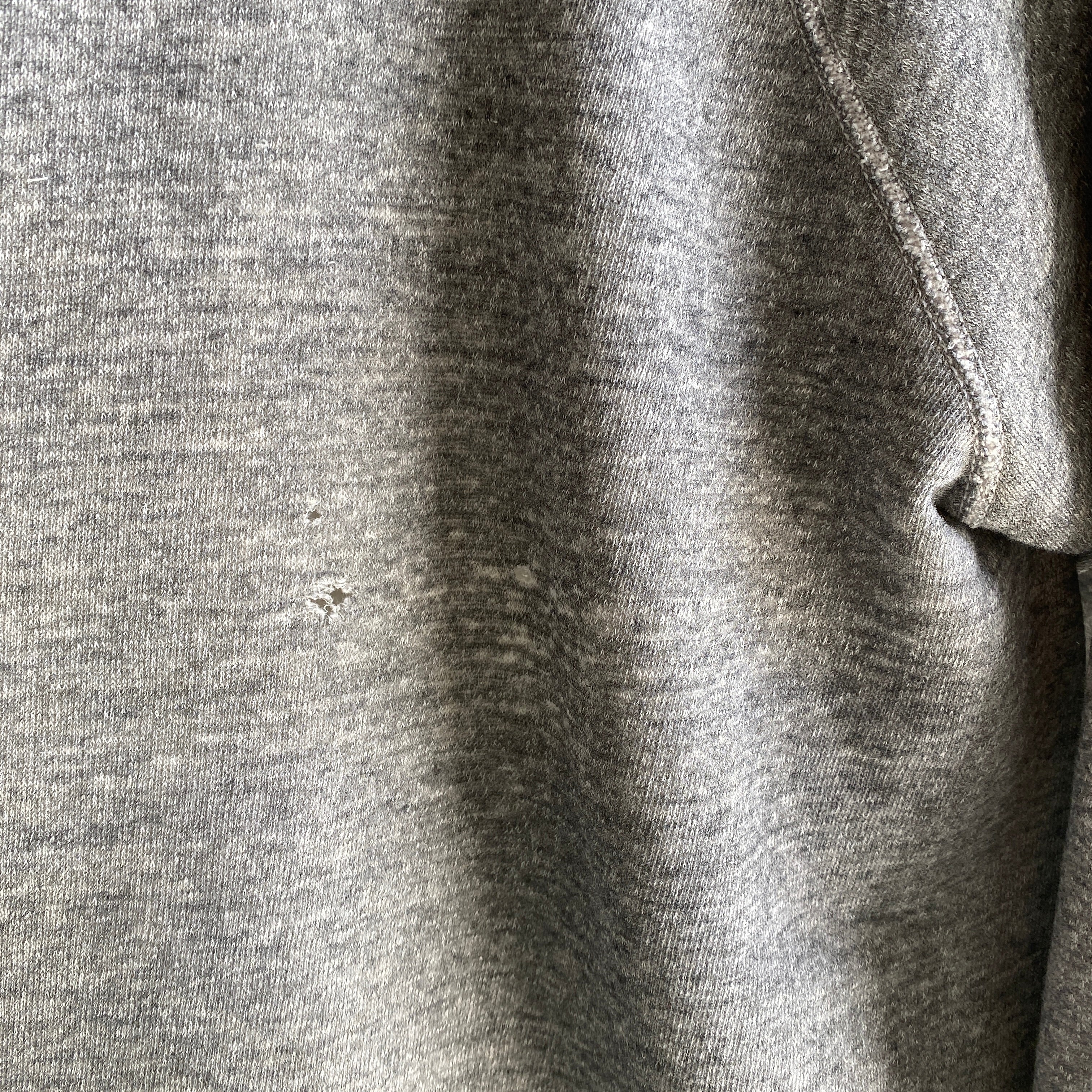 1970s Medium Grey Perfectly Basic Blank Soft Raglan Sweat-shirt