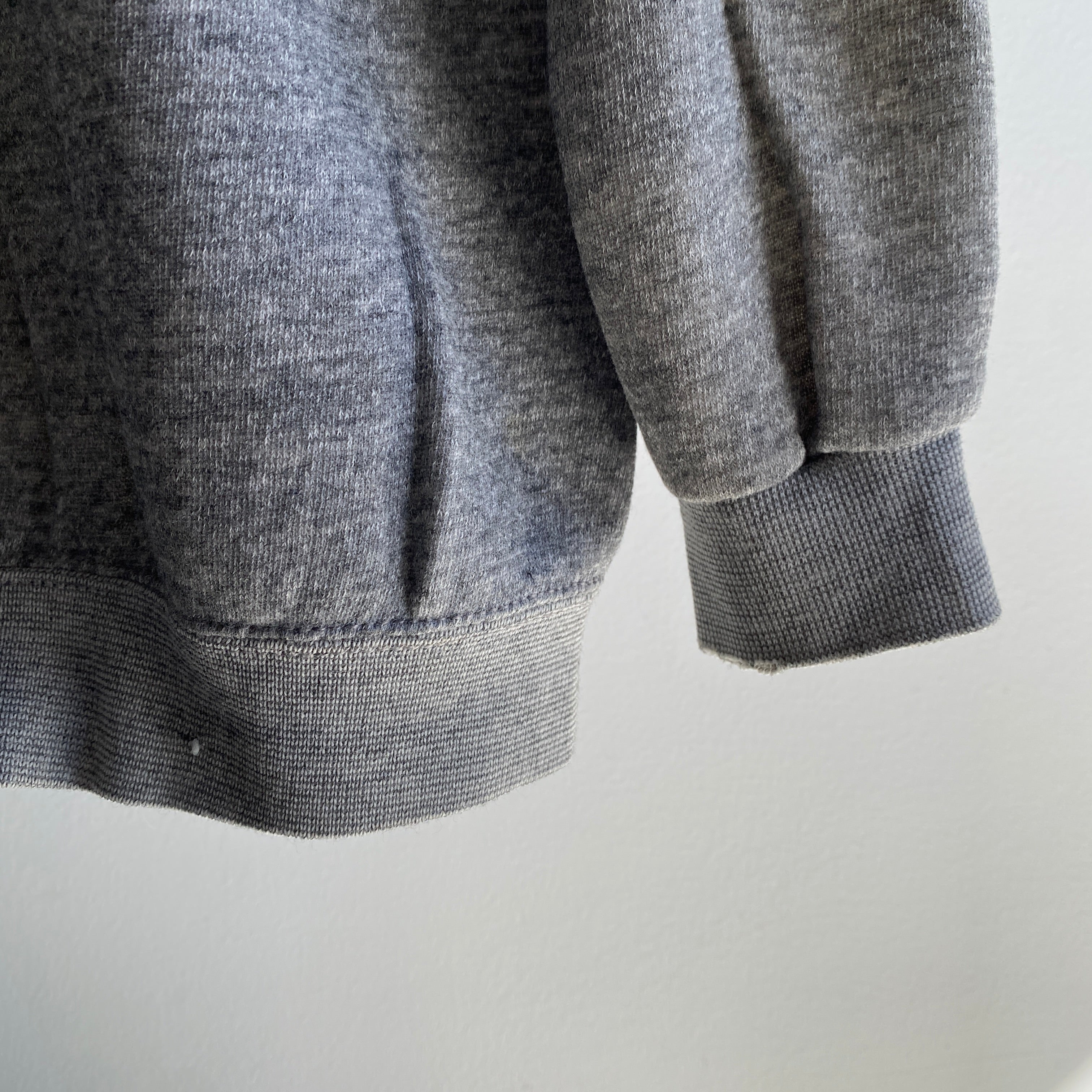 1970s Medium Grey Perfectly Basic Blank Soft Raglan Sweat-shirt