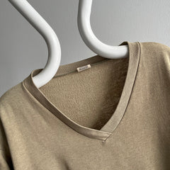 1970s Spruce Khaki V-Neck Sweatshirt