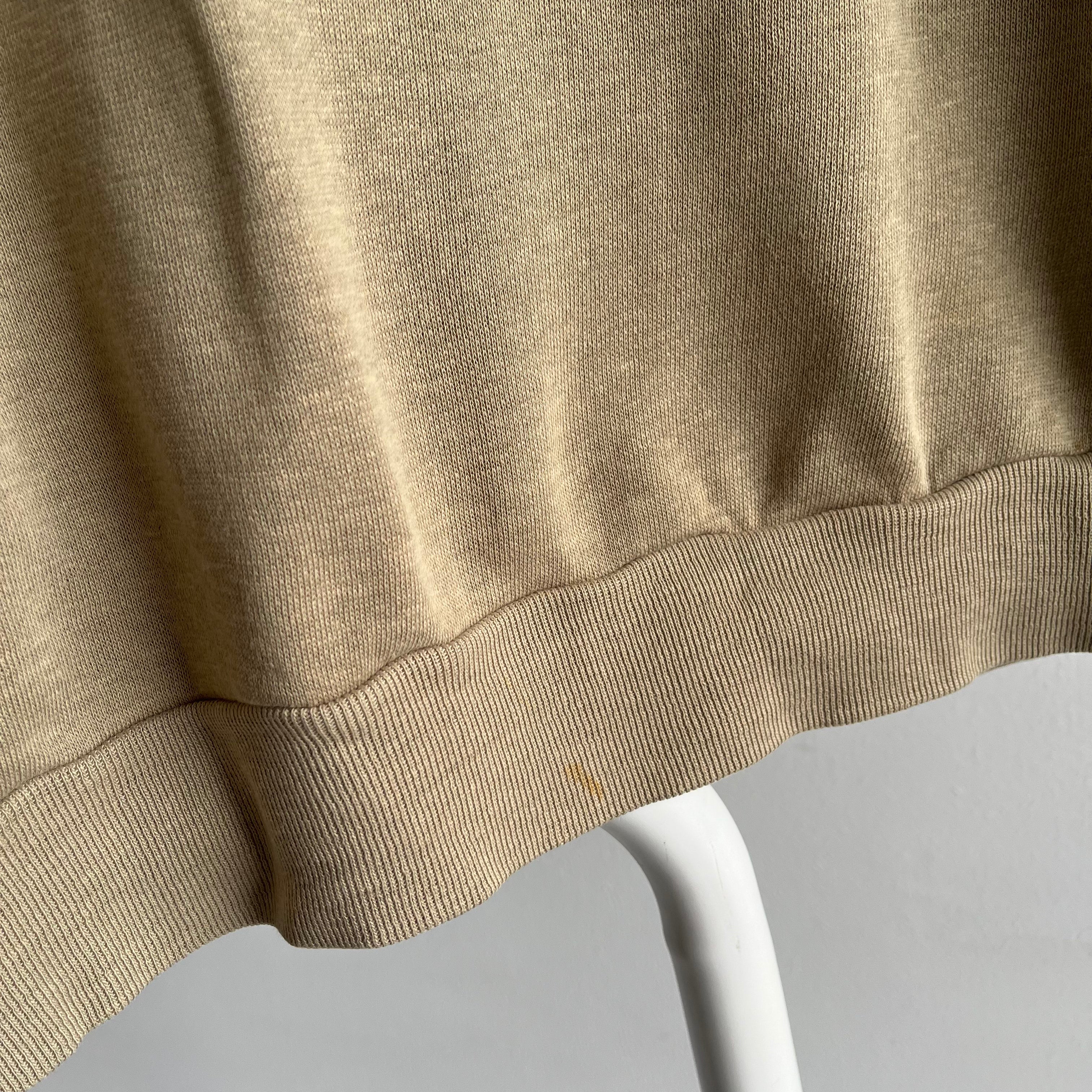 1970s Spruce Khaki V-Neck Sweatshirt