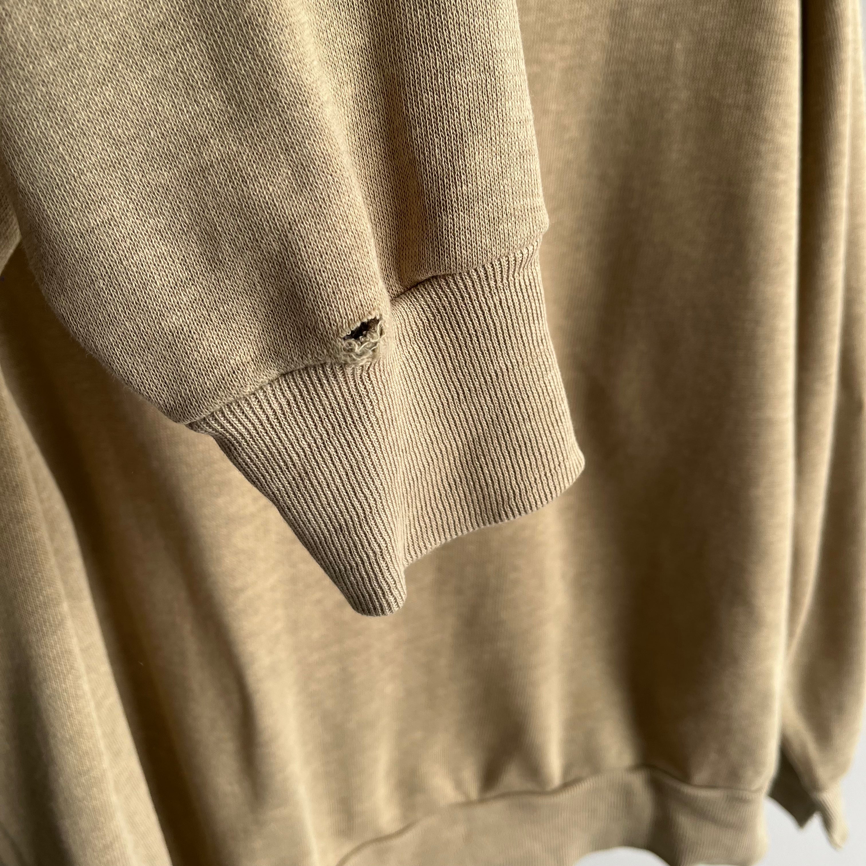 1970s Spruce Khaki V-Neck Sweatshirt