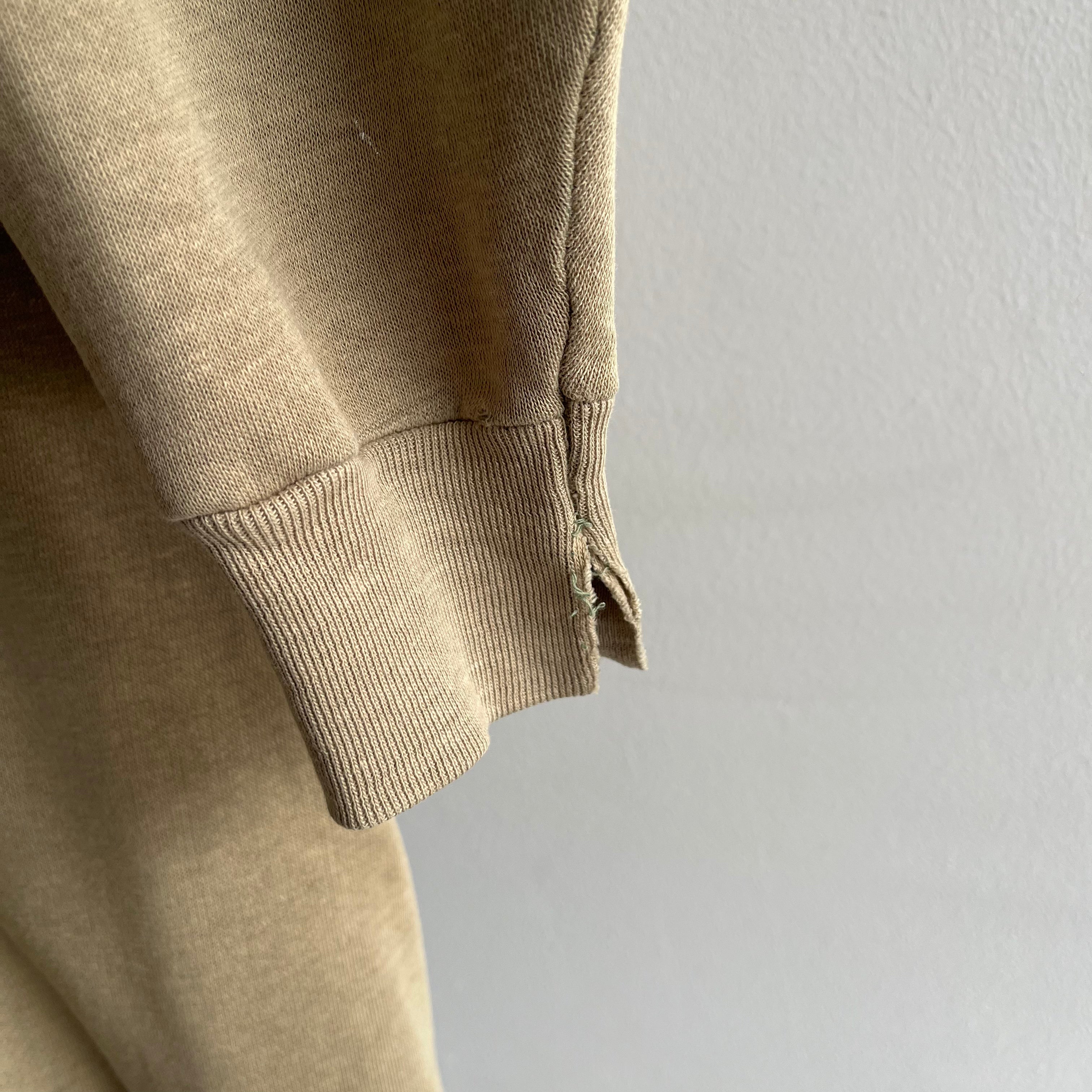 1970s Spruce Khaki V-Neck Sweatshirt