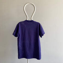 1980s Sun Faded Navy/Violet Blank Cotton Triangle Pocket T-Shirt