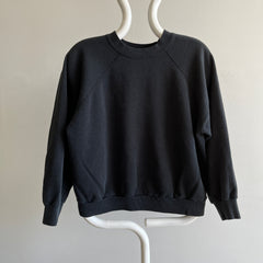 1980s Super Wonderful Blank Black Raglan - Shorter Fit