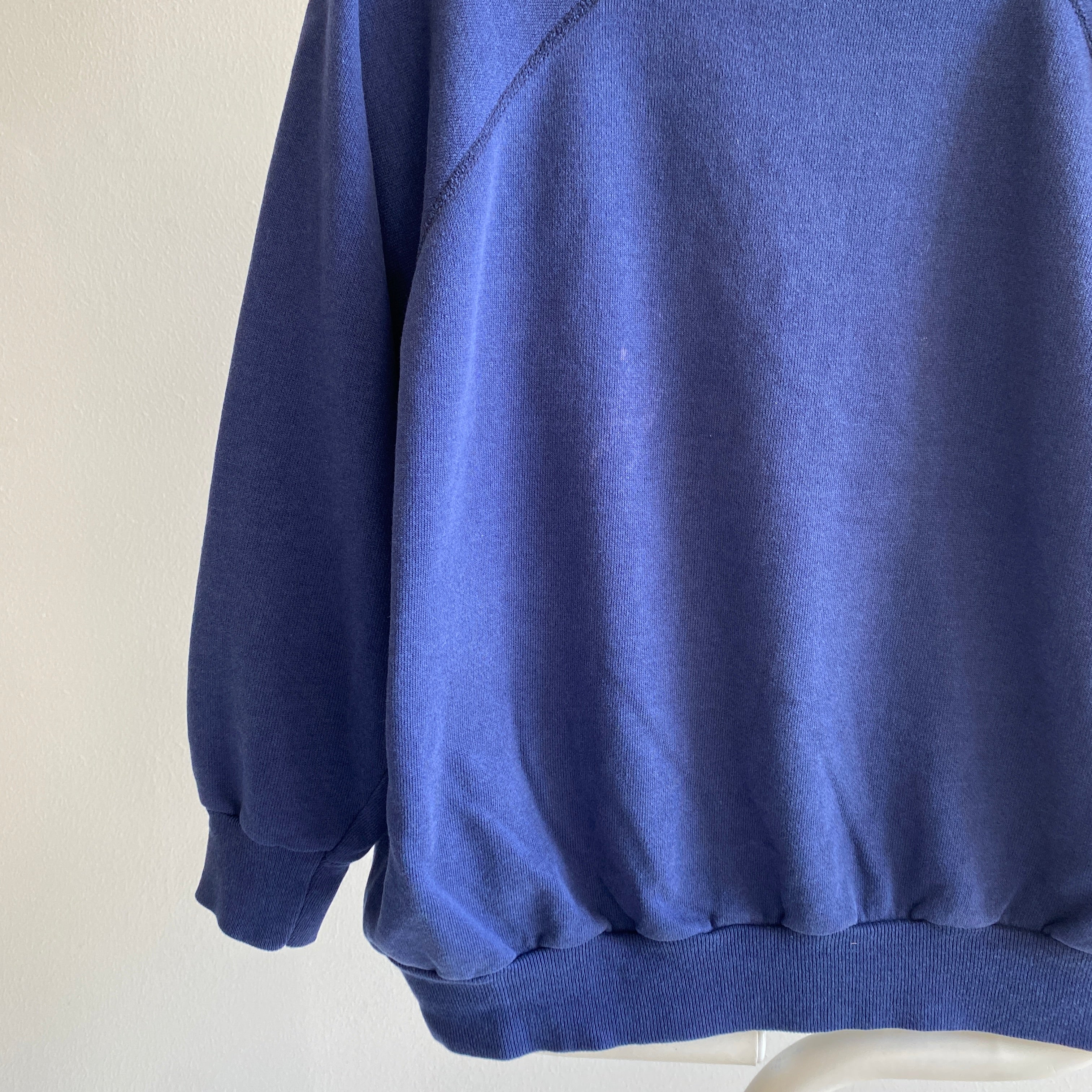 1980s Great Blank Slouchy Navy Raglan