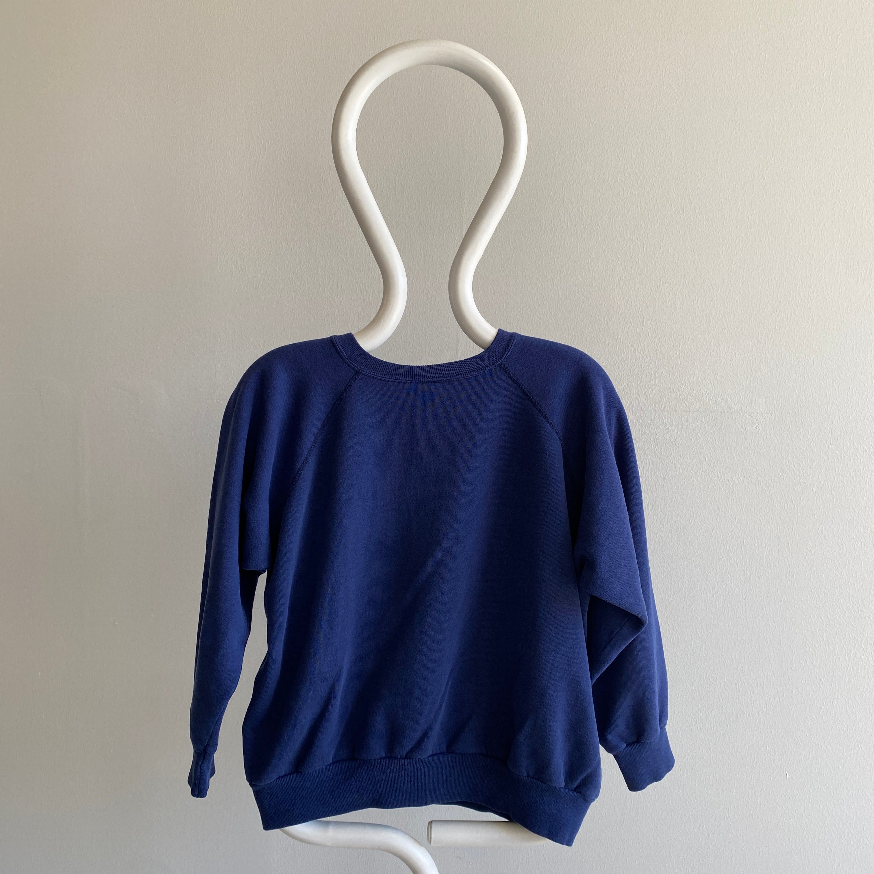 1980s Great Blank Slouchy Navy Raglan