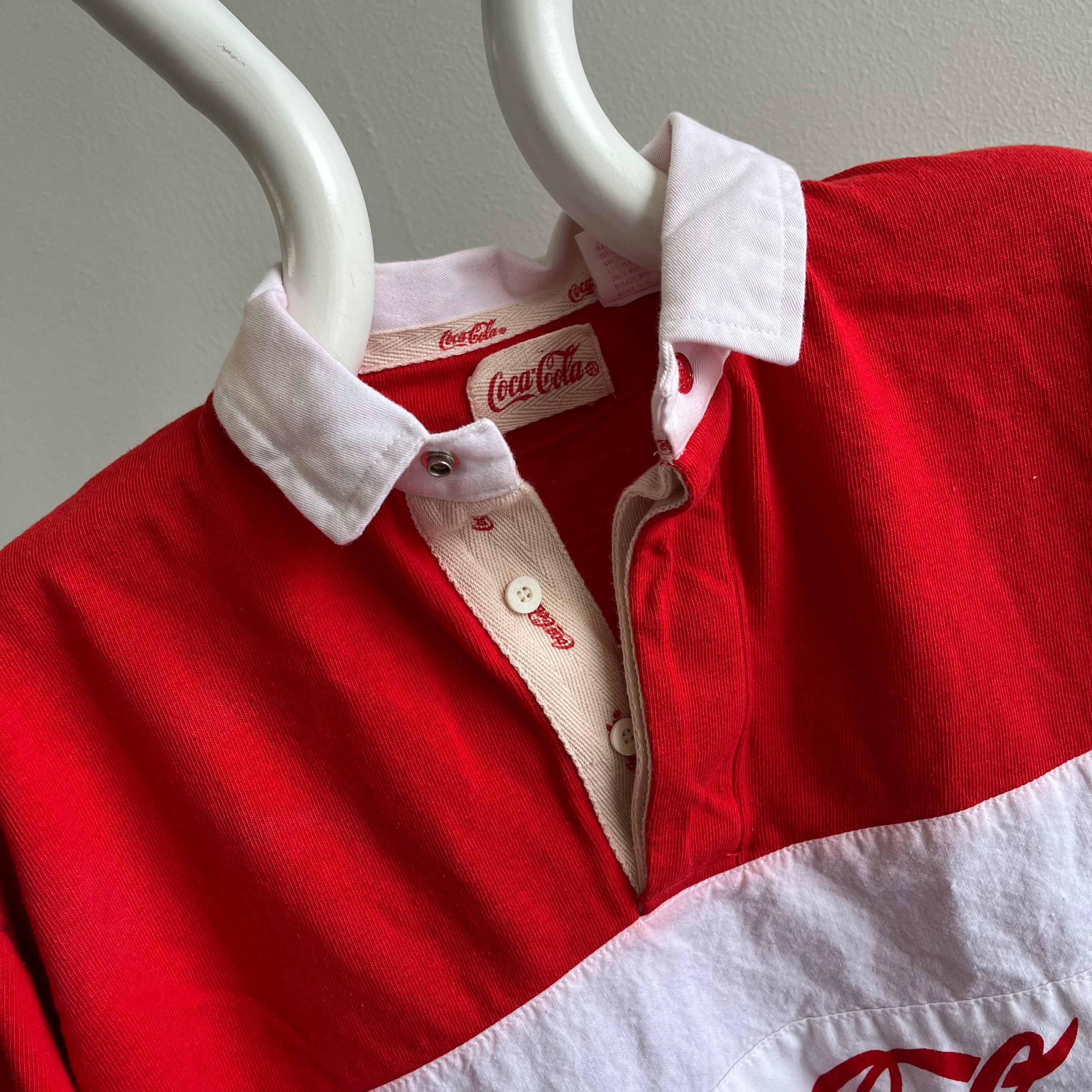 Chemise de style rugby à blocs de couleurs Coke des années 1990 (plus légère)