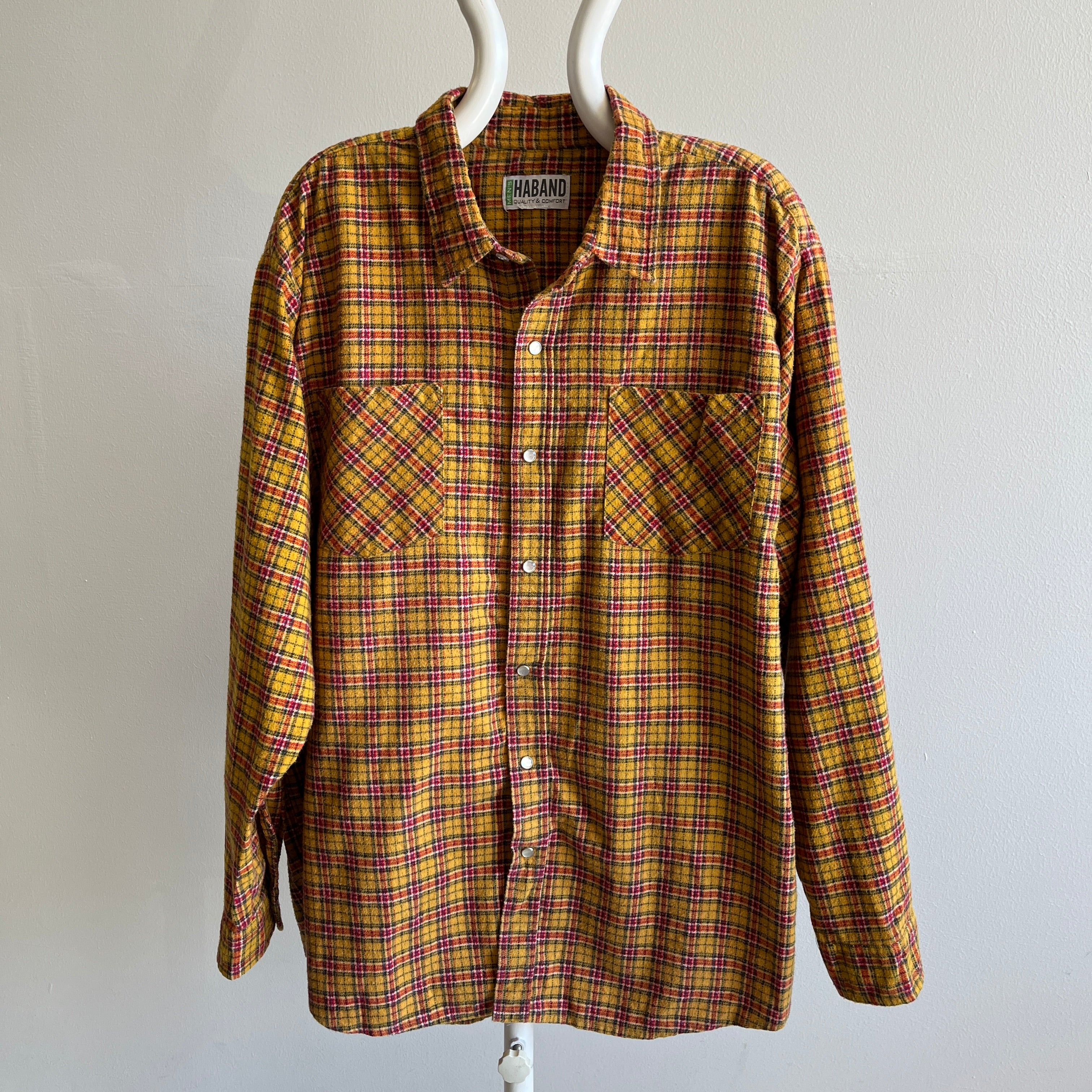 2000s Mustard Plaid Cowboy Flannel