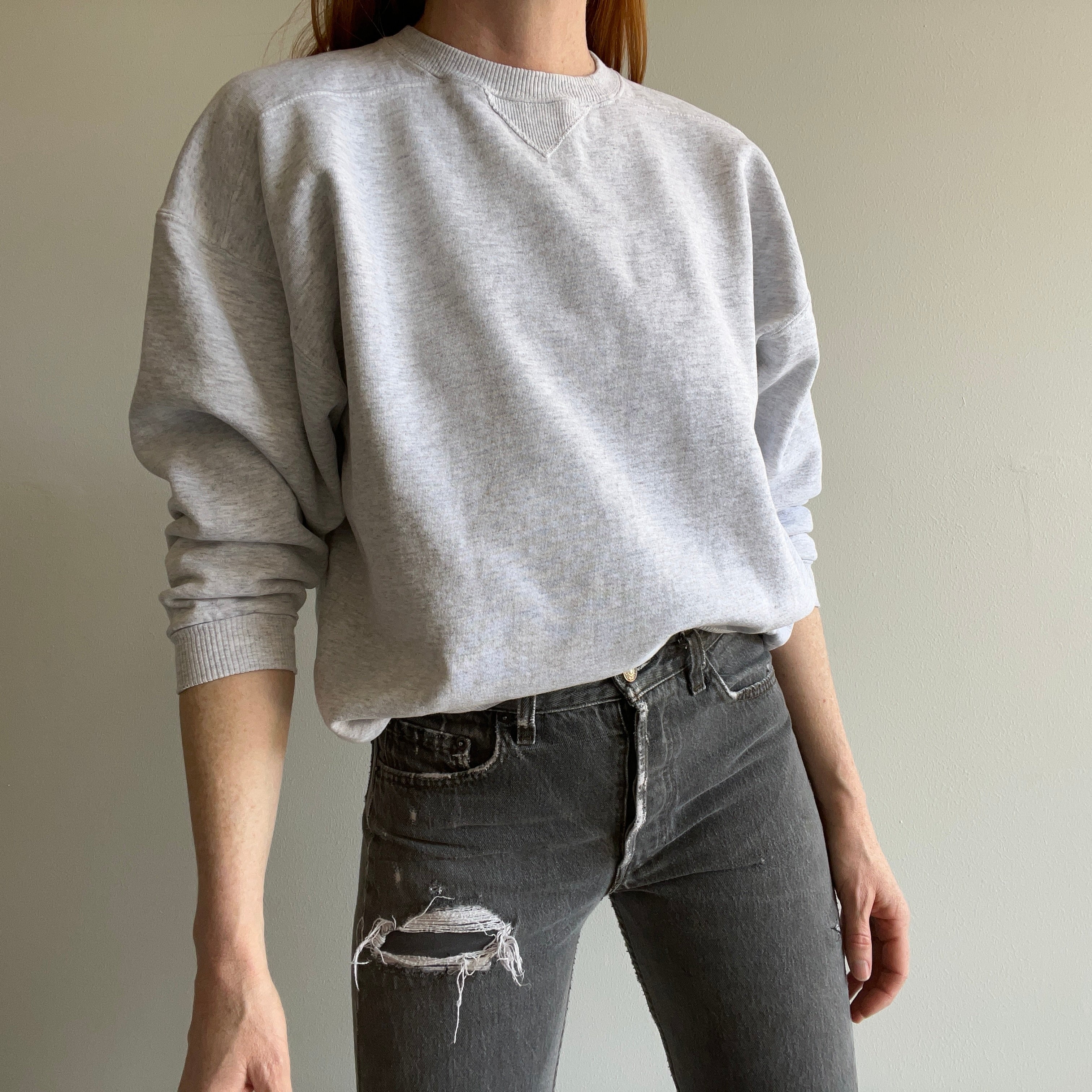 1990s Super Boxy Mostly Cotton Blank Gray Sweatshirt - I LOVE THIS!