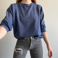 1980s Perfectly Sun Faded Navy Raglan Sweatshirt