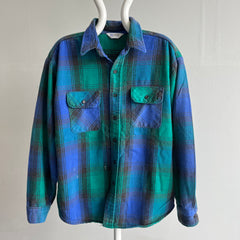 1990s Five Brothers Blue and Teal/Green Cozy Cotton Flannel