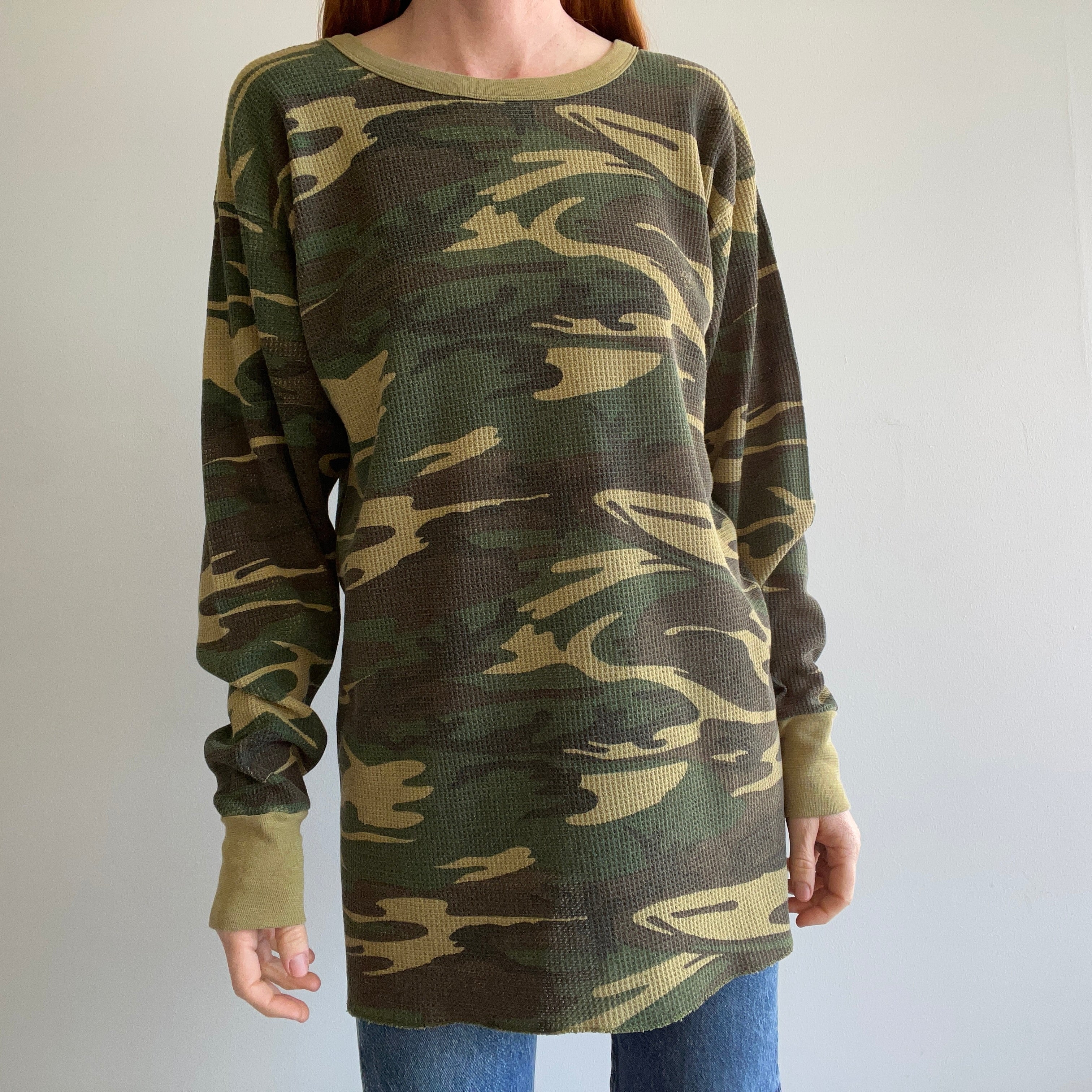 1980s XL Long Camo Thermal Shirt