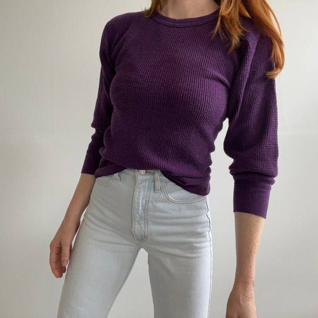 1970/80s Purple Waffle Knit Long Sleeve Thermal