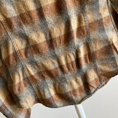 1960s Neutral Plaid Wool Blend Flannel - Women's
