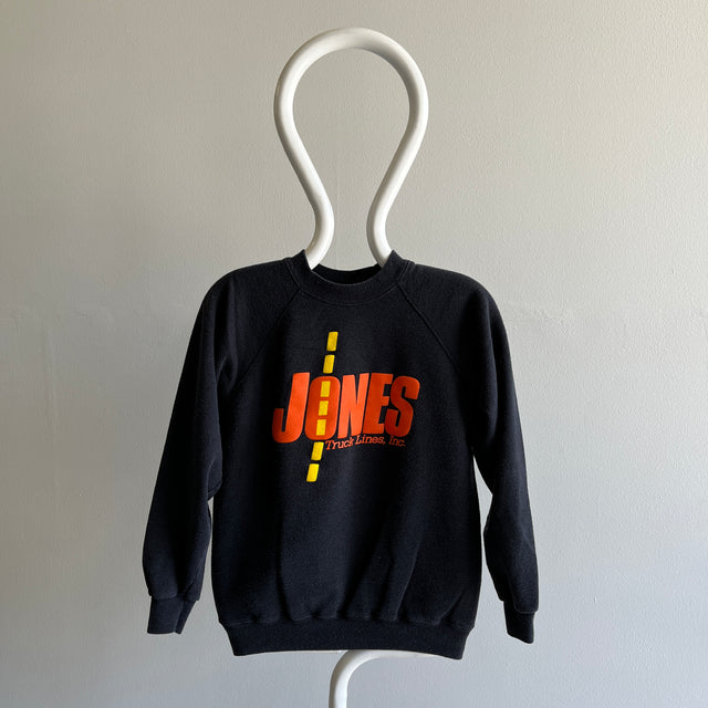 Sweat-shirt raglan délavé Jones Trucking des années 1980