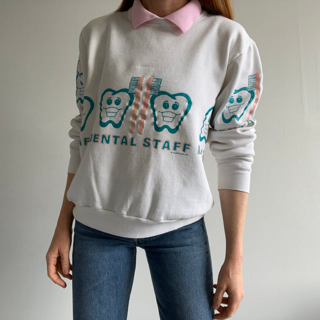 1980s Dental Staff Builtin Collar Sweatshirt - WOWZA