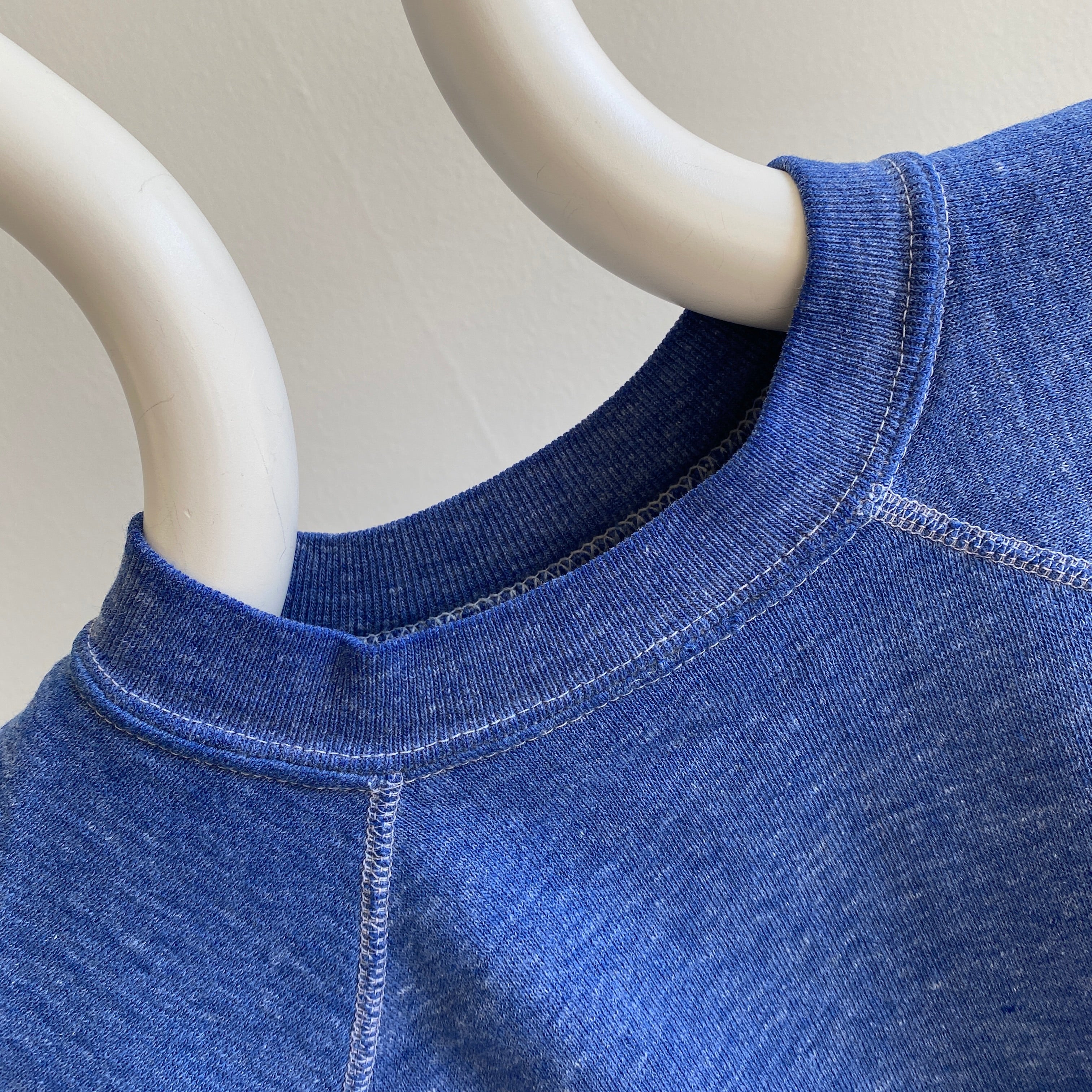 1970s Heather Blue Soft Soft Soft Warm Up with Contrast Stitching