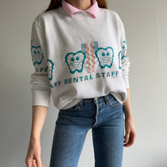 1980s Dental Staff Builtin Collar Sweatshirt - WOWZA