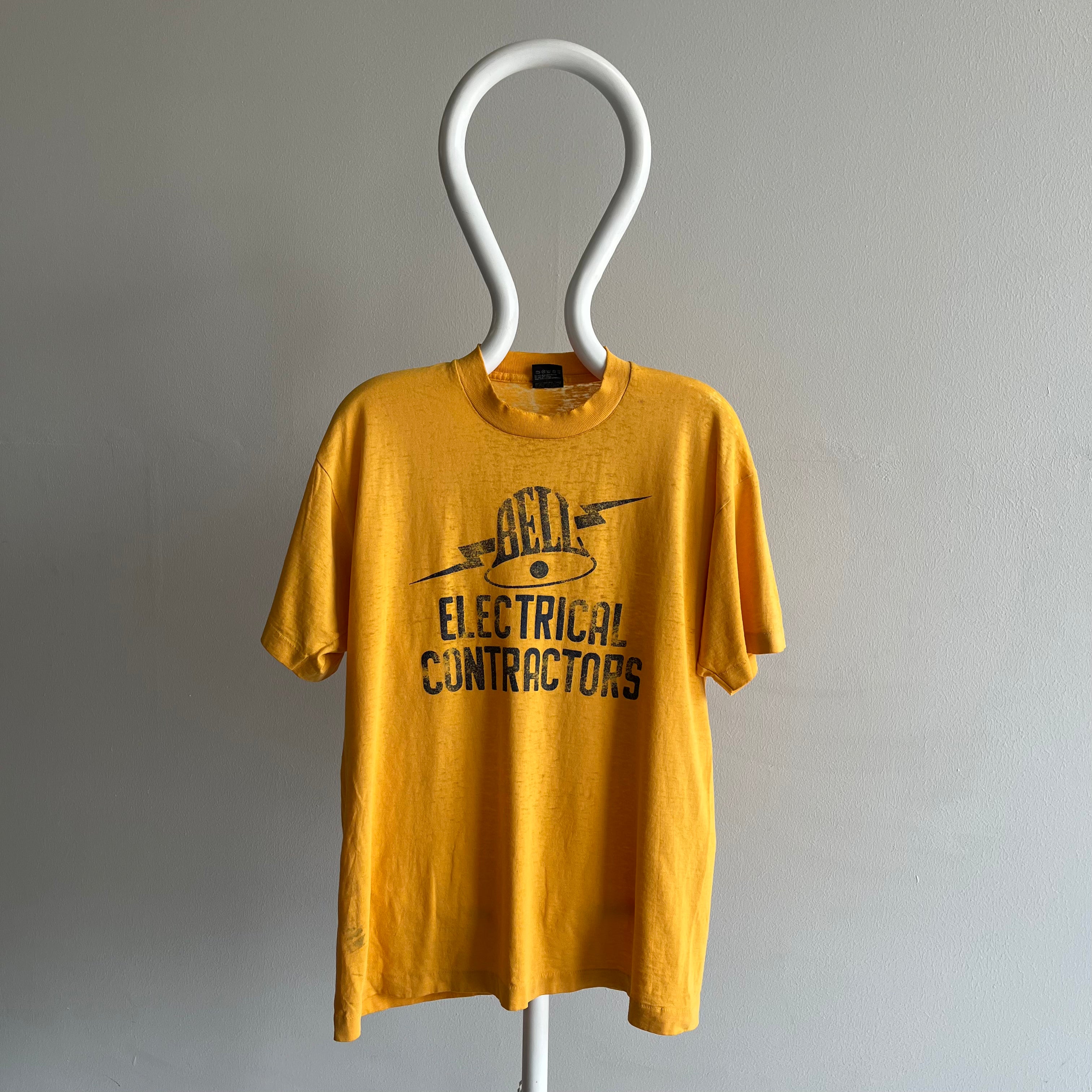 1980/90s Tissue Paper Thin/Threadbare Bell Electrical Contractors T-Shirt