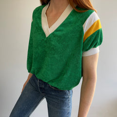 1980s Killer Cool Tri Color Terry Cloth Warm Up