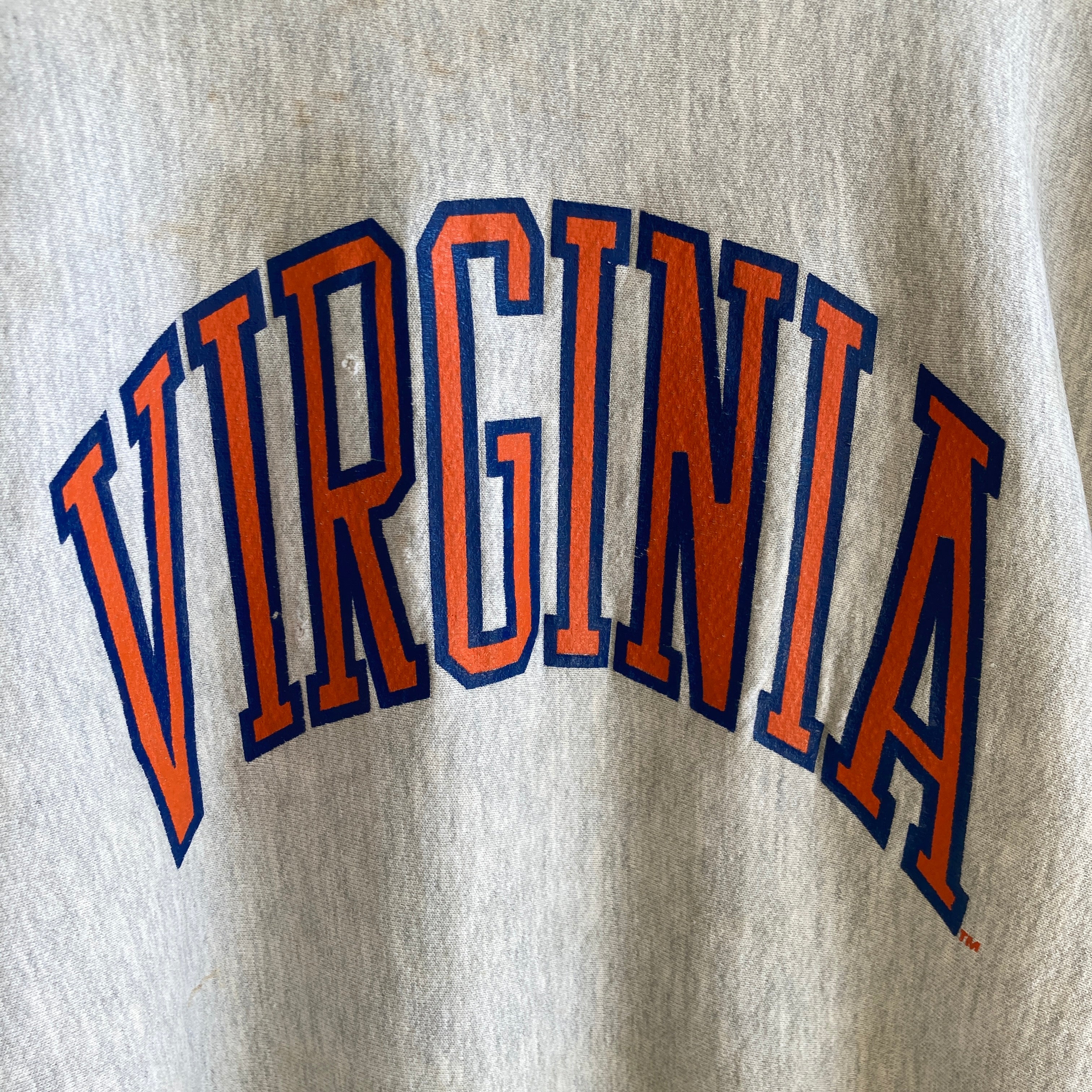 1980/90s DESTROYED Virginia University Reverse Weave Sweat super doux