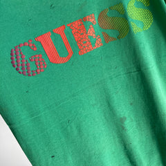 T-shirt Guess Super Stained des années 1980 avec étiquette Jerzees