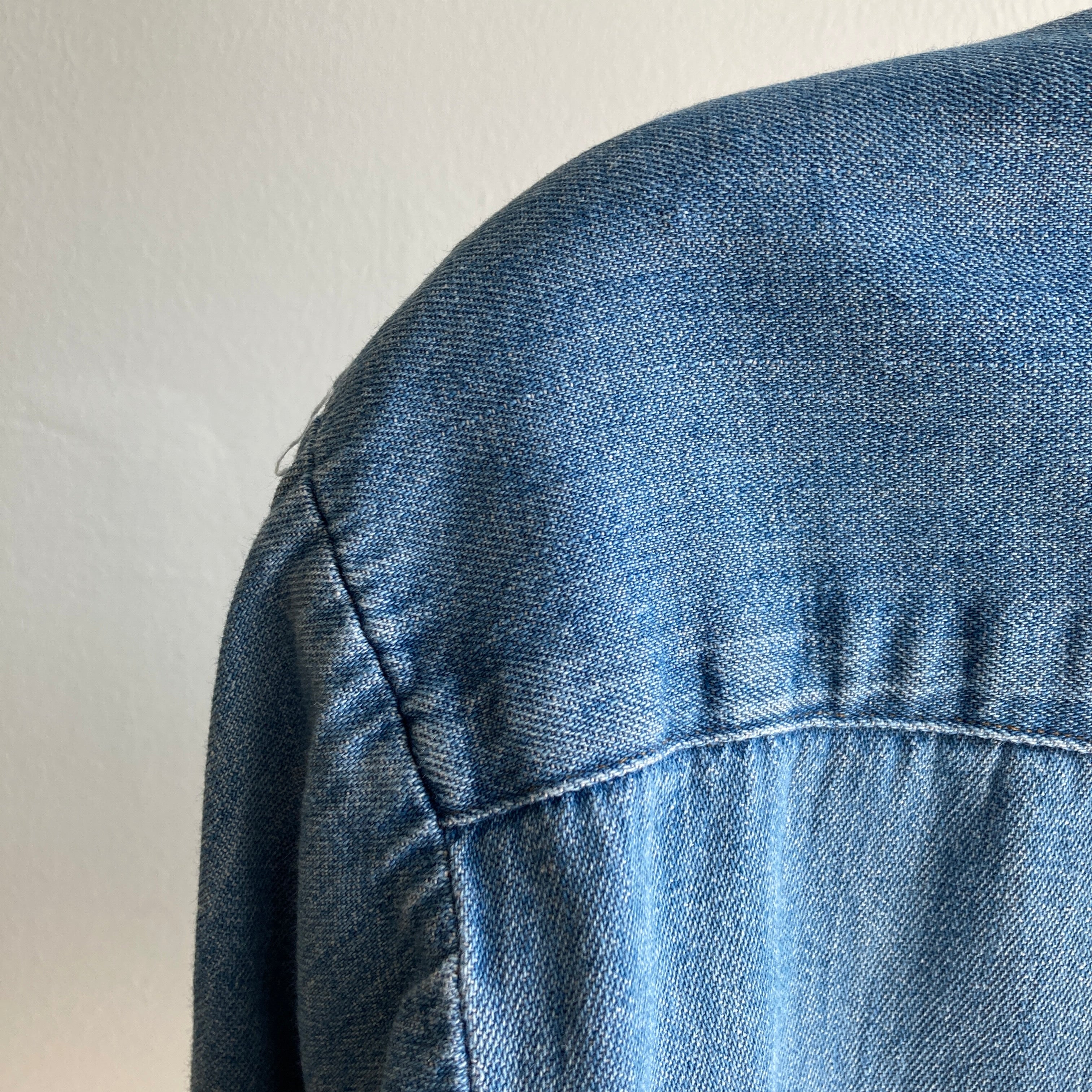 1970s Wrangler Lightweight Denim Snap Front Cowboy Shirt