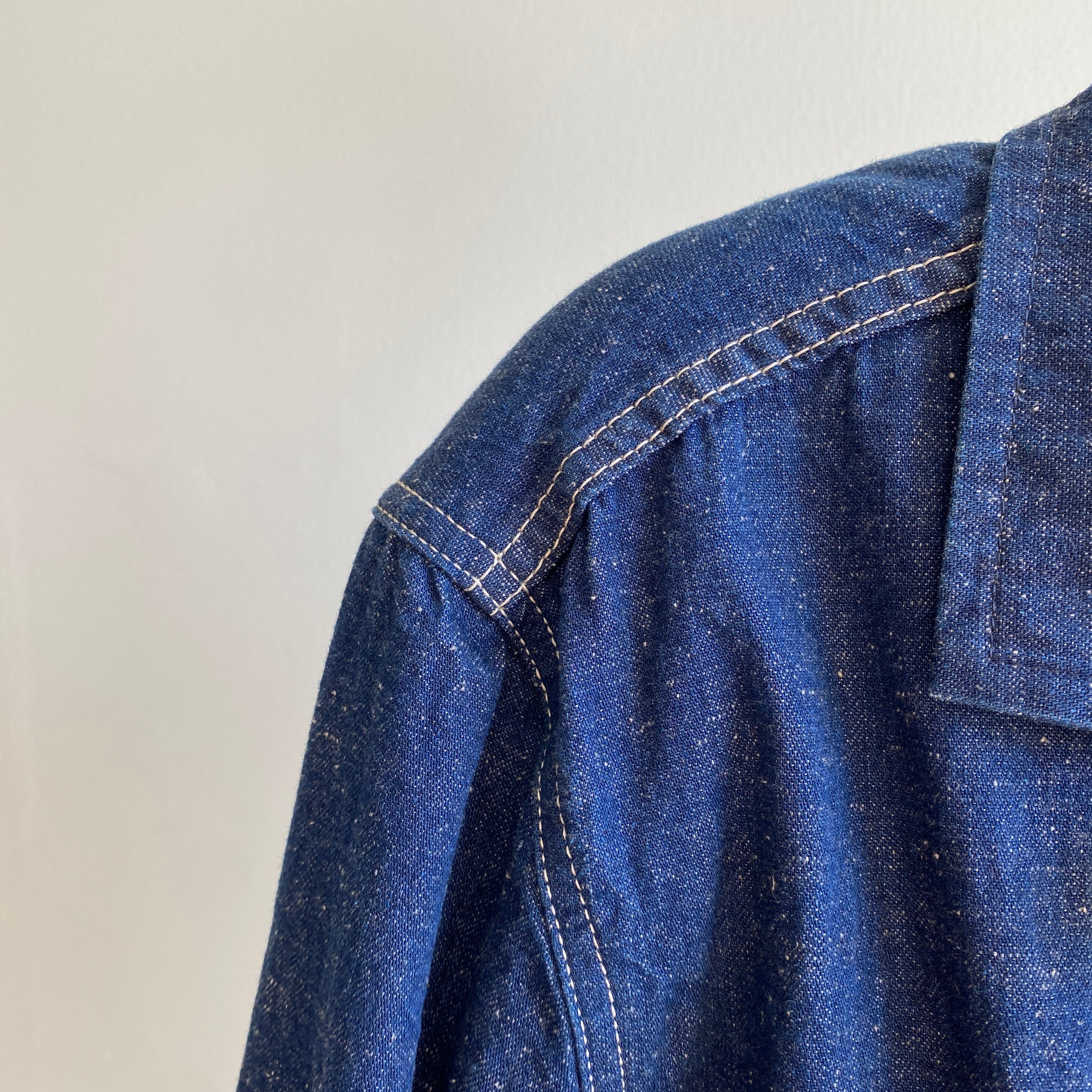 Manteau de corvée en denim japonais des années 1980/90 avec boutons de vêtements de travail