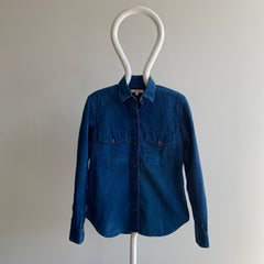 1980s Calvin Klein USA Made Faded Denim Snap Front Shirt - WOW!