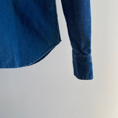 1980s Calvin Klein USA Made Faded Denim Snap Front Shirt - WOW !