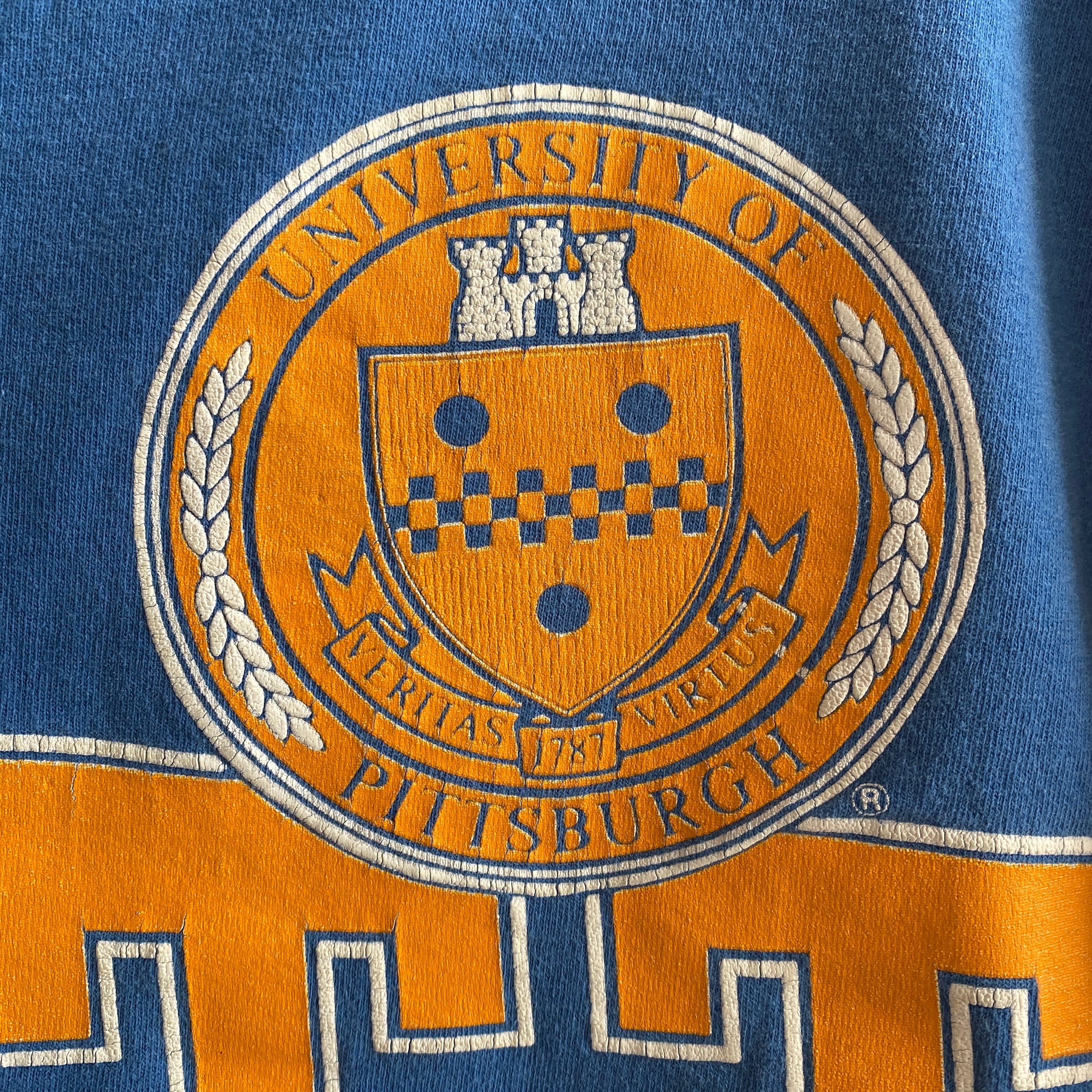 Université de Pittsburg des années 1980/90 - Haut court en coton délavé Pitt Panthers