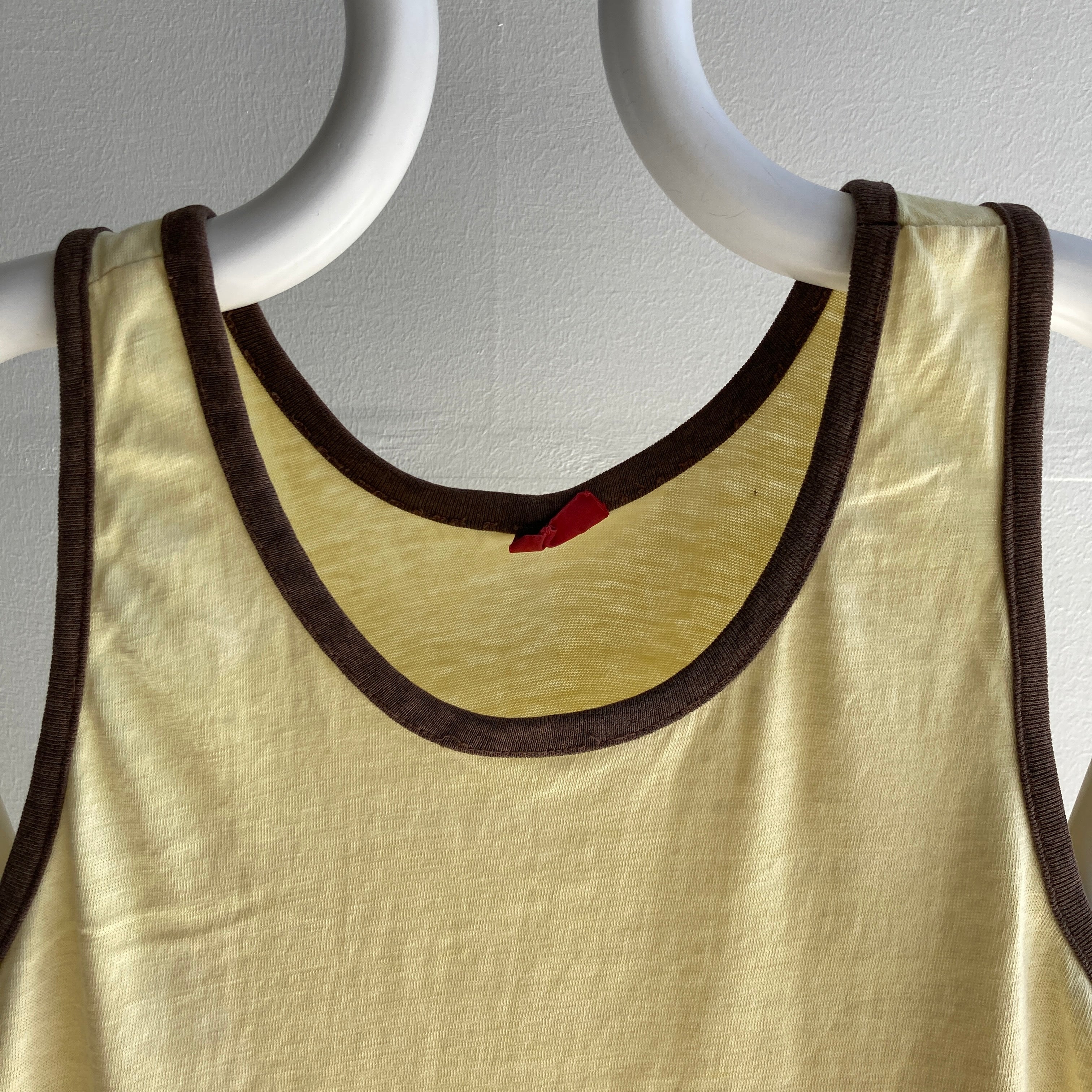 1960/70s Super Soft Tank with Contrast Pipping