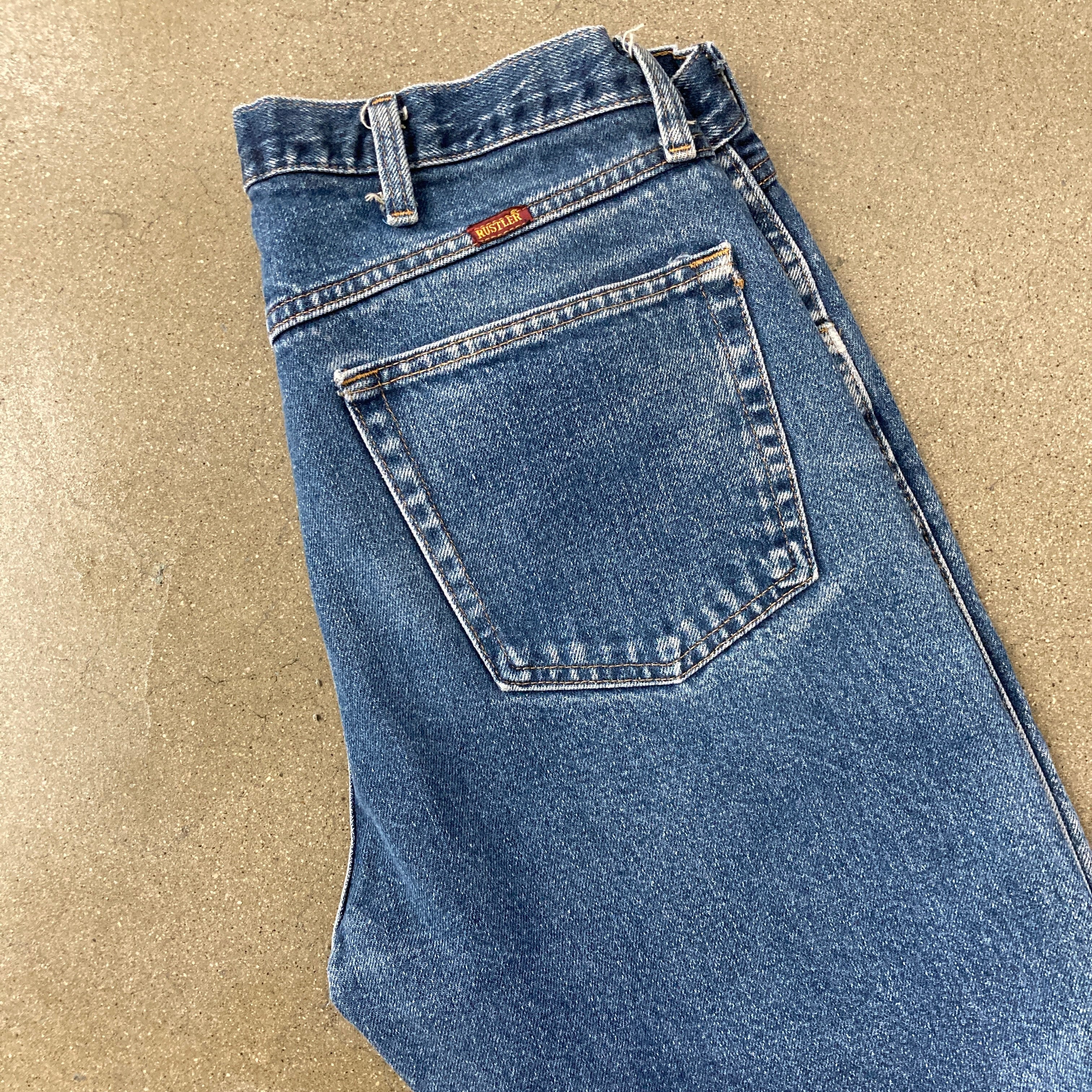 1990s 32x29 Rustler Medium Wash Made in Mexico Jeans