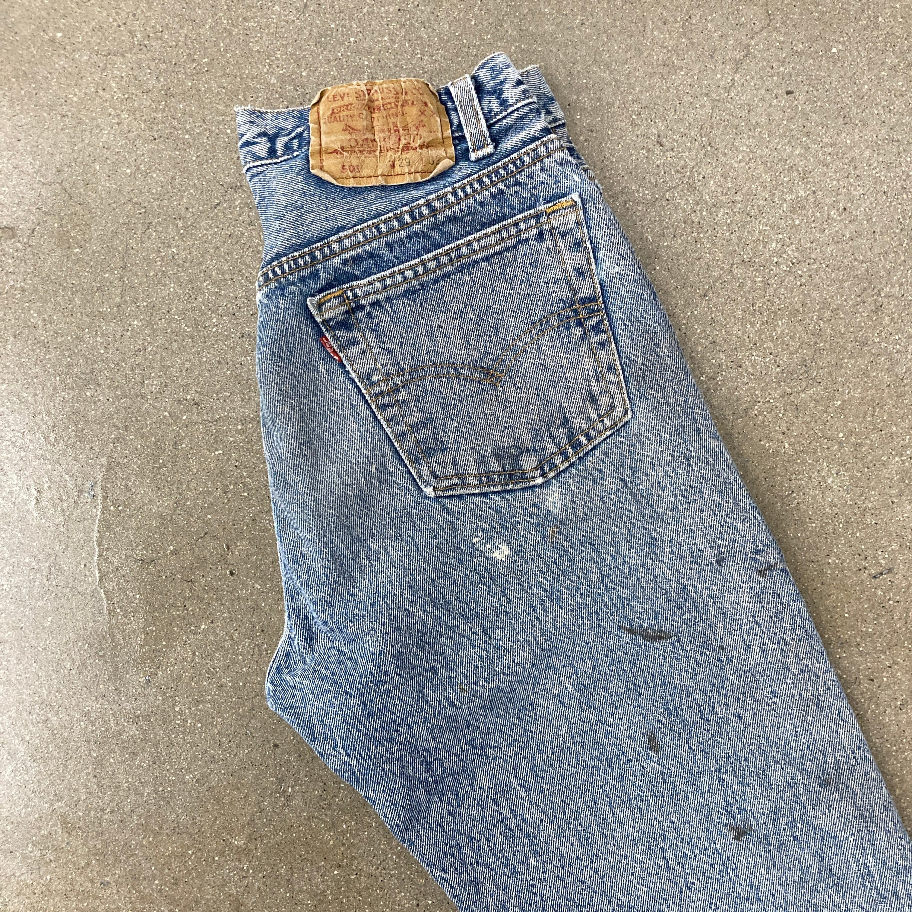 1980s 26x32 Stained Acid Wash Levi's 501s