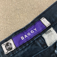 1990s 32x34 Levi's Silver Tab Baggy Jeans in a Midnight Blue/Black Wash