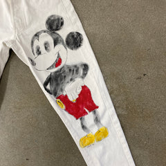 1989 25x25 DIY Mickey Mouse Levi's 501-0651 White Jeans
