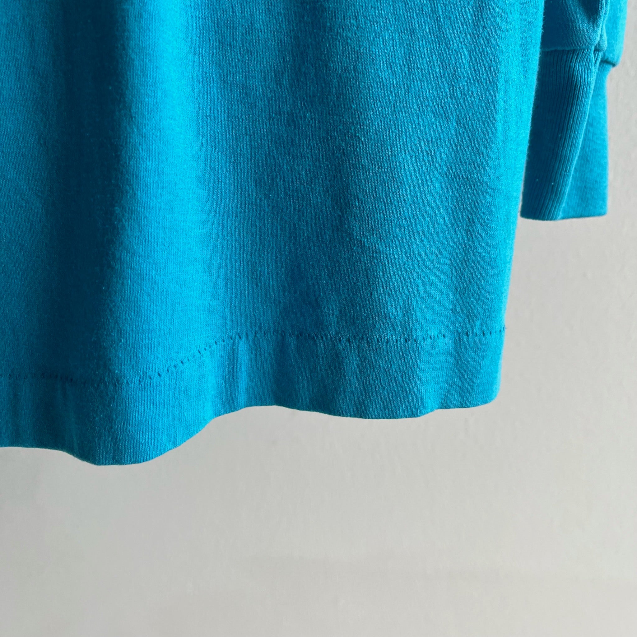 1980s Thin + Slouchy Sunbelt Long Sleeve Teal T-Shirt