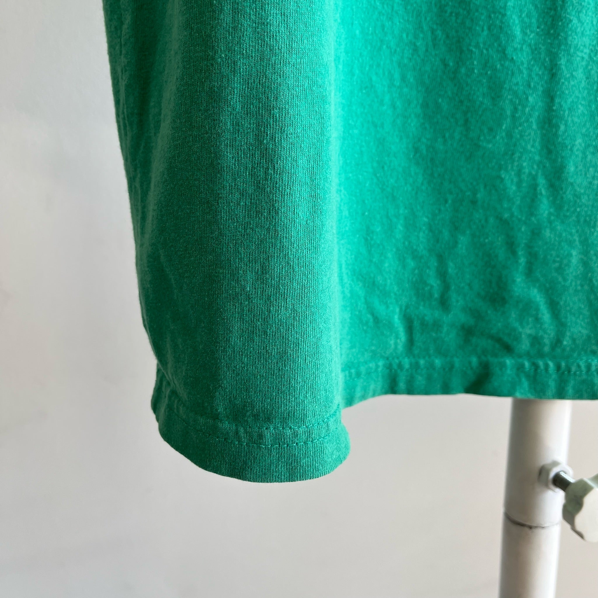 1980s Blank Kelly Green Rolled Neck T-Shirt