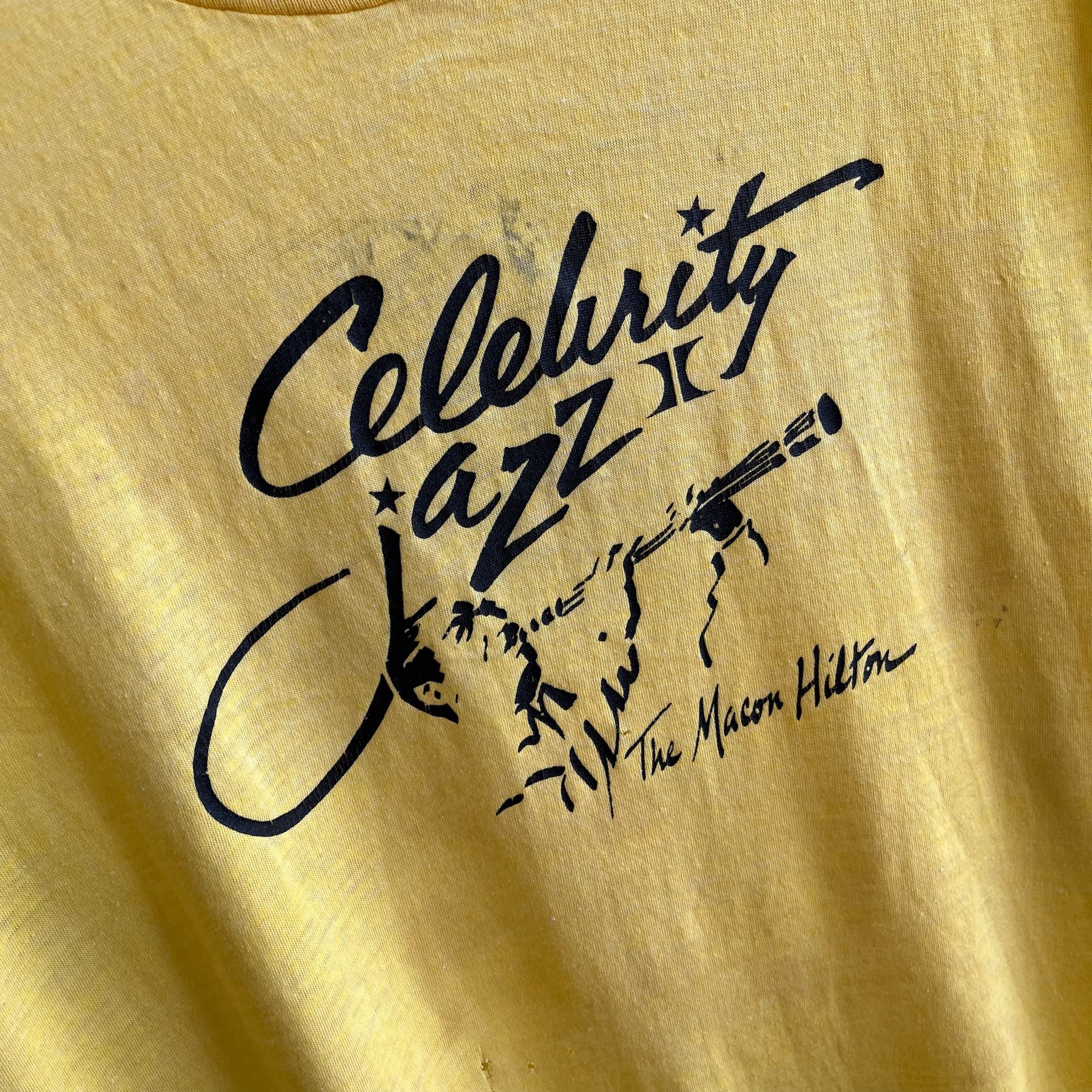 1970s Super Stained Celebrity Jazz - The Macon Hilton - T-Shirt
