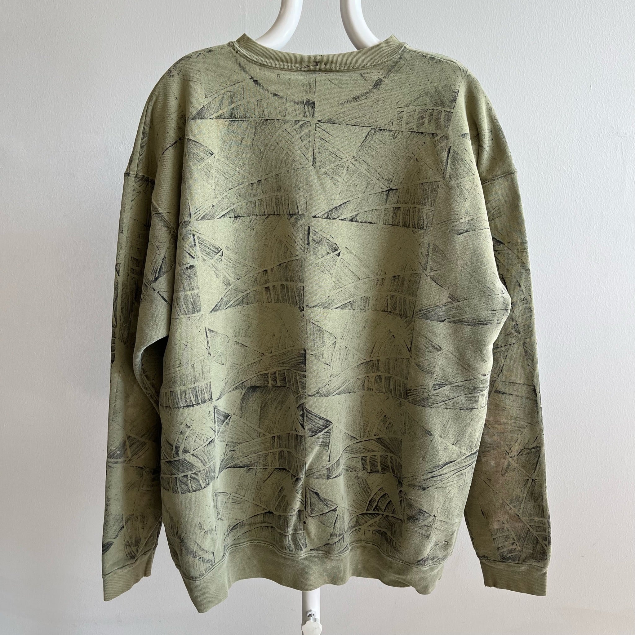 1990s Super Rad Sponge Print Leaf Heavyweight Sweatshirt by Oneita