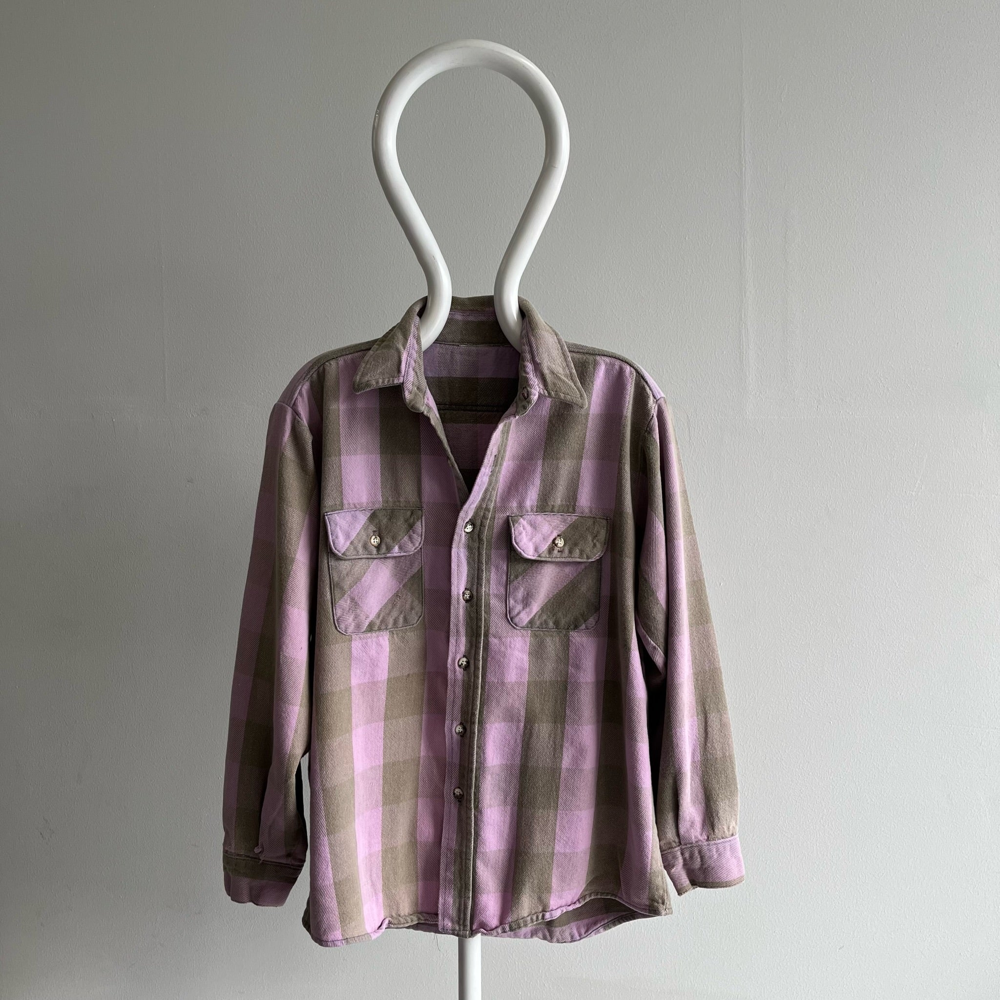 Flanelle de coton lavande et mauve des années 1980