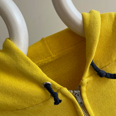 1970s Vibrant Yellow and Navy Zip Up Hoodie - WOWZA