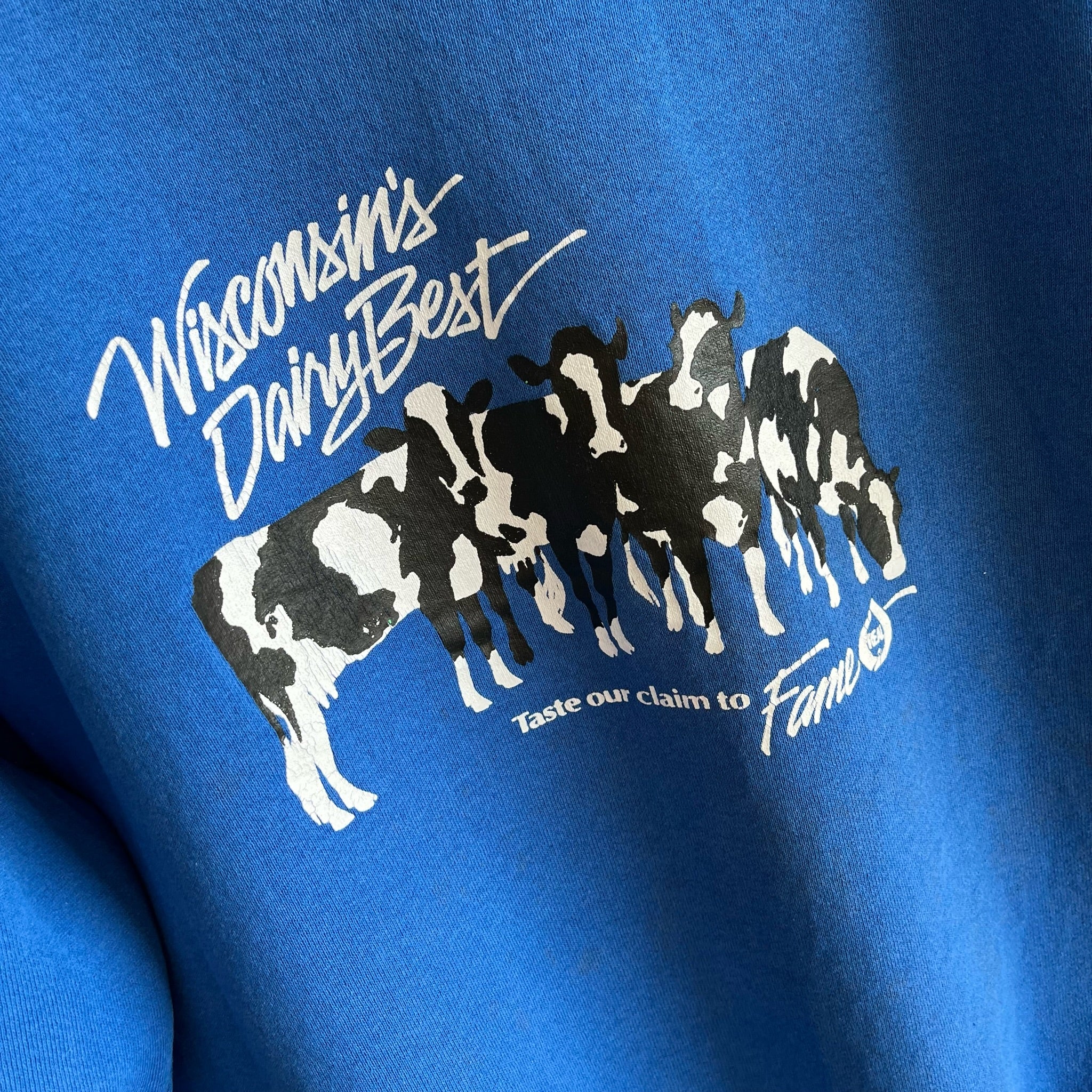 1980s Wisconsin's Dairy Best - Taste Our Claim To Fame - Cow Sweatshirt by FOTL