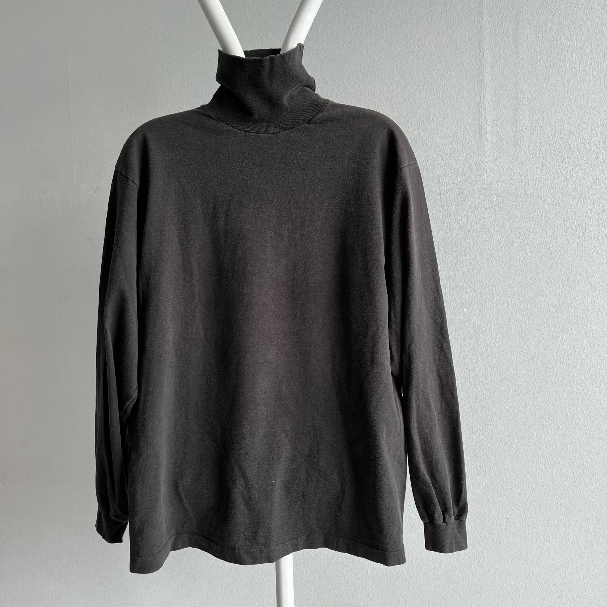 1990s Faded Black Cotton Turtleneck