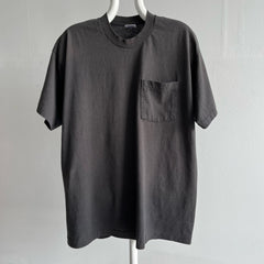 1980/90s Sun Faded Blank Black Pocket T-Shirt by BVD