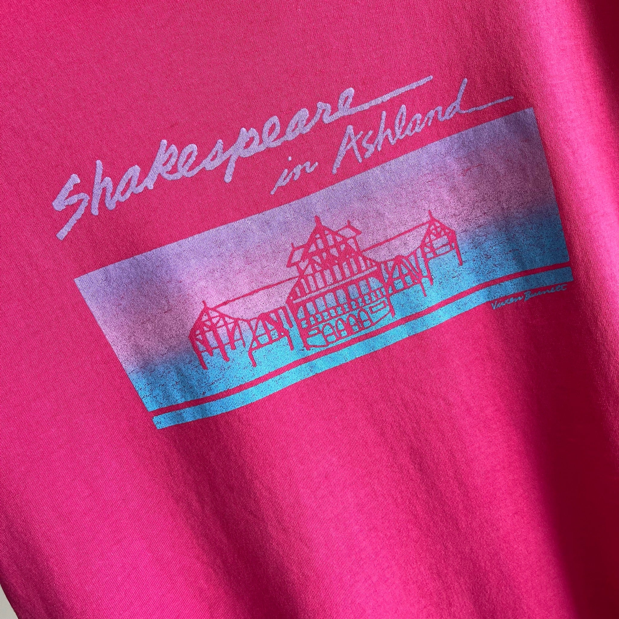 T-shirt Shakespeare in Ashland des années 1980 rose vif